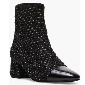 Steve Madden Eiffel Bootie, Tweed Black Sparkle, Low‎ Block Heel, Size 8.5 NWT